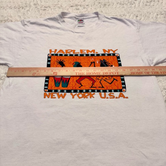 Vintage 90s Harlem NY Jamaican Dance Graphic Tee White L - Picture 3 of 5